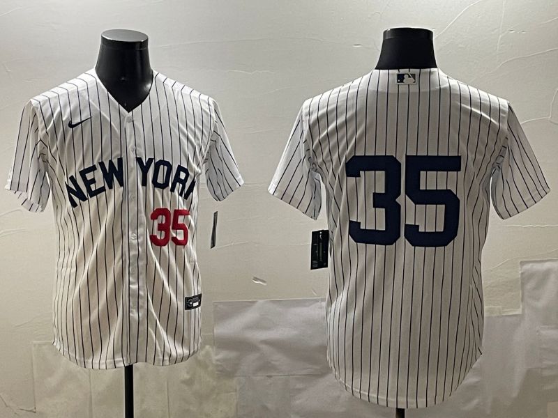 Men New York Yankees #35 No Name White Stripe Game 2025 Nike MLB Jersey style 3161->new york yankees->MLB Jersey
